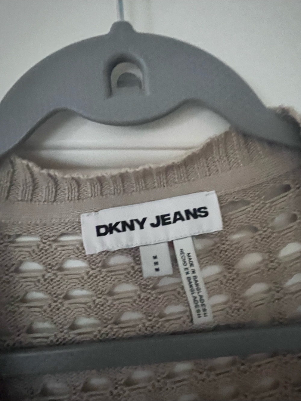 DKNY Jeans Beige Open-Knit cardigan pebble medium - Picture 4 of 5